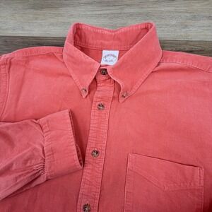 Brooks Brothers Men's Corduroy Long Sleeve Button Down shirt Coral color Size L